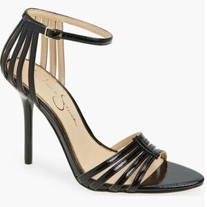 Jessica Simpson Glossy Black Strappy Heels